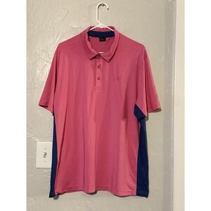 Short Par 4 Men's Golf Polo Shirt - Pink/Blue- Size X Large.
